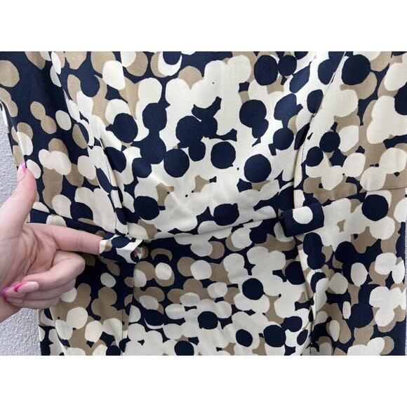 Womens Emma & Michele Dress Size 6 Blue and Tan Dotted Cap Sleeve Pencil - Picture 5 of 15